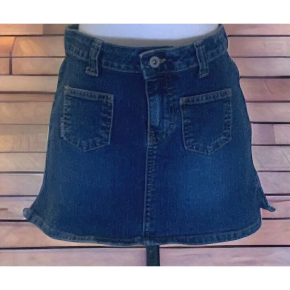 US Polo Assn Womens Mini Denim Jean Skirt Juniors Size 3/4 Blue Pockets